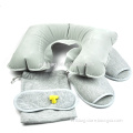 Inflatable Travel Pillow Set With Ear Plugs & Sleep Mask Neck Rest Soft Cushion